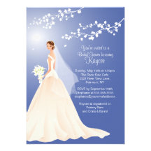 Invitation nuptiale de douche de jeune mariée bleu