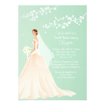 Invitation nuptiale de douche de jeune mariée vert