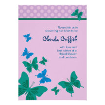 Invitation nuptiale de douche de papillons