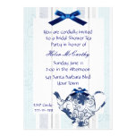 Invitation nuptiale de douche de thé bleu et blanc