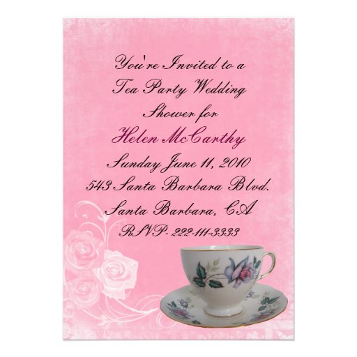 Invitation nuptiale de douche de thé floral rose