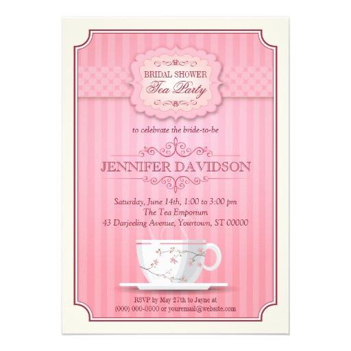 Invitation nuptiale de douche de thé rose