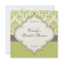 Invitation nuptiale verte de douche de damassé et 