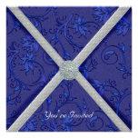Invitation ornée de bijoux de partie de bleu marin