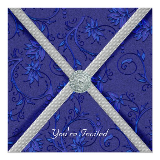 Invitation ornée de bijoux de partie de bleu marin
