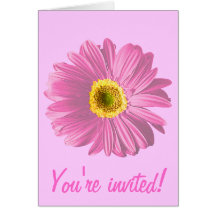 Invitation ou coutume rose de fleur de marguerite cartes de vœux
