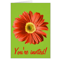 Invitation ou coutume rouge de fleur de marguerite cartes de vœux