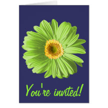 Invitation ou coutume verte de fleur de marguerite cartes de vœux
