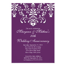 Invitation pourpre d'anniversaire de mariage de da