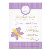 invitation pourpre de baby shower de papillon du r