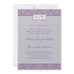 Invitation pourpre de mariage damassé