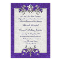 Invitation pourpre de mariage damassé