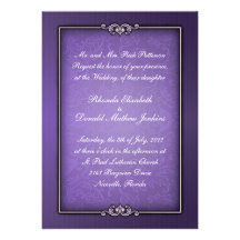 Invitation pourpre de mariage damassé
