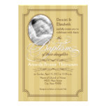 Invitation rayée de baptême (miel d'or)