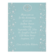 Invitation religieuse bleue turquoise