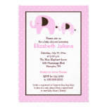 Invitation (rose-clair) de baby shower d'éléphant  invitations