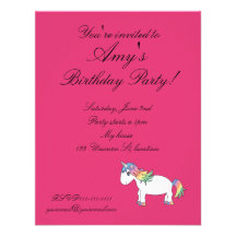 Invitation rose d'anniversaire de licorne