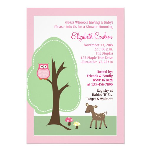 Invitation (rose) de baby shower de cerfs communs 