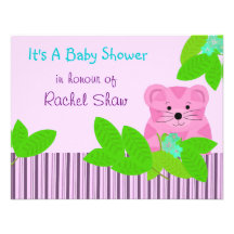 Invitation rose de baby shower de tigre