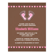 Invitation rose de baby shower d'empreintes de pas