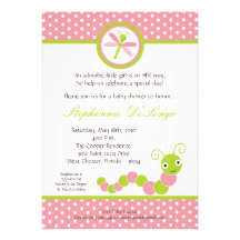 invitation rose de baby shower d'insecte de 5x7 Ca