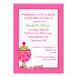 Invitation rose de buffet de sucrerie de baby show