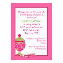 Invitation rose de buffet de sucrerie de baby show