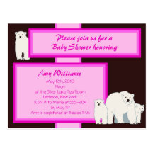 Invitation rose de douche de carte postale d'ours 
