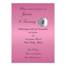 Invitation rose de fête d'anniversaire de filles