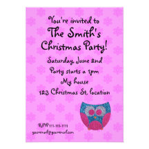 Invitation rose de hibou de flocon de neige