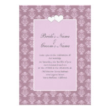 Invitation rose de mariage damassé