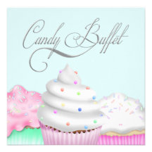 Invitation rose de partie de buffet de sucrerie de