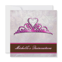 Invitation rose élégante de diadème avec le diaman