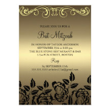 Invitation rose élégante de partie de bat mitzvah 