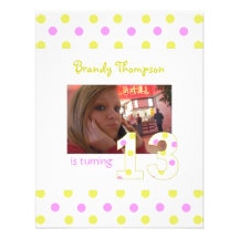 Invitation rose et jaune d'anniversaire de point d