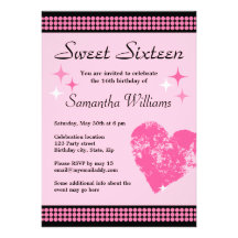 Invitation rose et noire à la mode de sweet sixtee