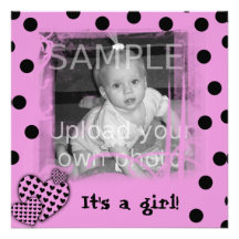 Invitation rose faite sur commande de baby shower 