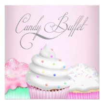 Invitation rose Templa de partie de buffet de sucr