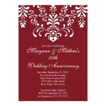 Invitation rouge d'anniversaire de mariage de dama