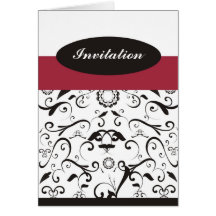 Invitation - rouge de corail noir carte de vœux