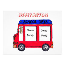 Invitation rouge de partie d'autobus scolaire