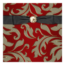 Invitation rouge de partie de noir de cravate noir