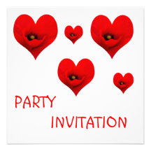 Invitation rouge de partie de pavots de coeur
