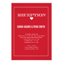 Invitation rouge de réception de mariage de coeur 
