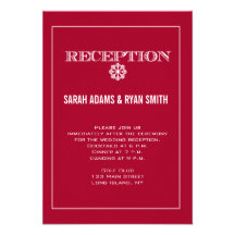 Invitation rouge de réception de mariage de flocon