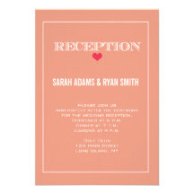 Invitation rouge de réception de mariage de pêche 