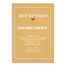 Invitation rouge de réception de mariage d'or mign