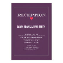 Invitation rouge pourpre de réception de mariage d