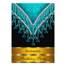 Invitation Teal de fête d'anniversaire d'art déco