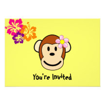 Invitation tropicale de fleurs de fille de singe